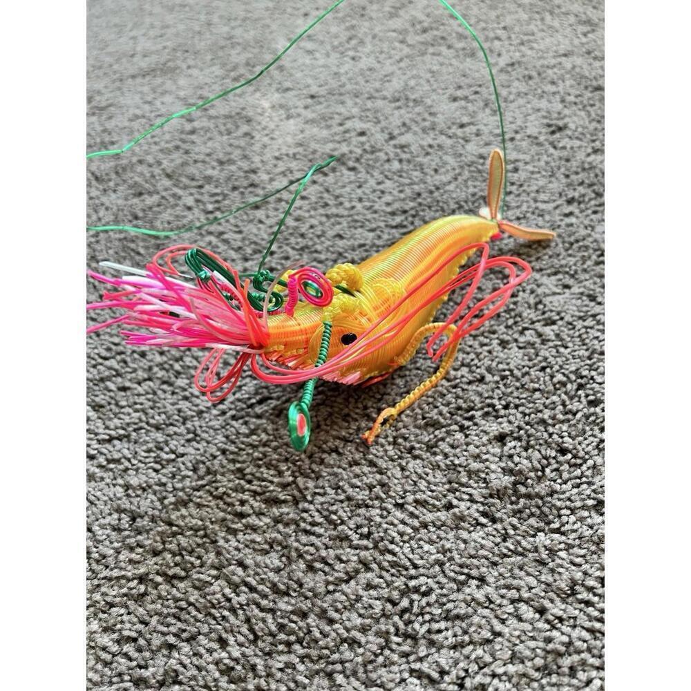 Handmade Shrimp Crustacean Colorful Wire Sculpture Home & Office Decor